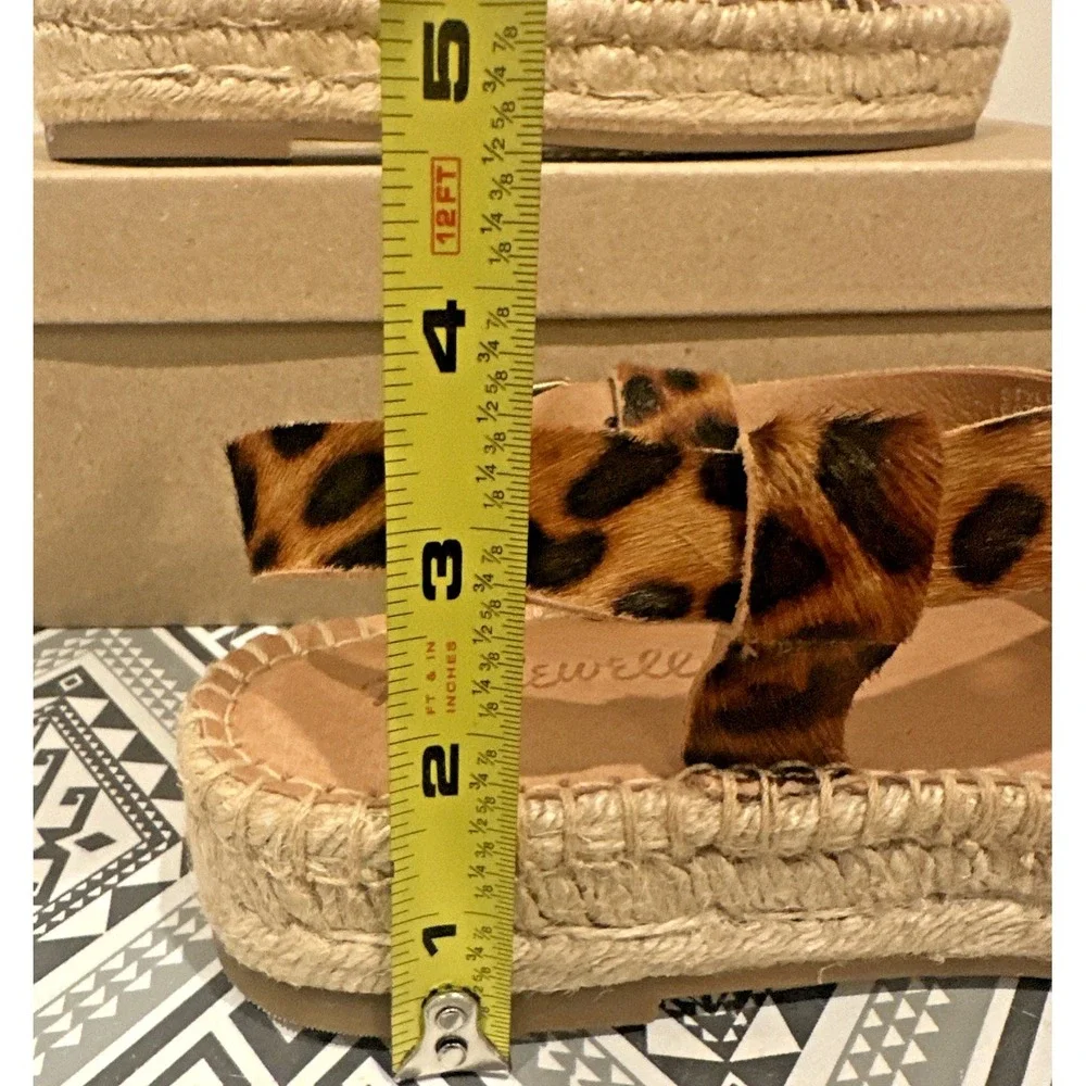 Madewell Size 8.5 Malia Asymmetrical Espadrille Sandal Truffle Leopard Calf Hair